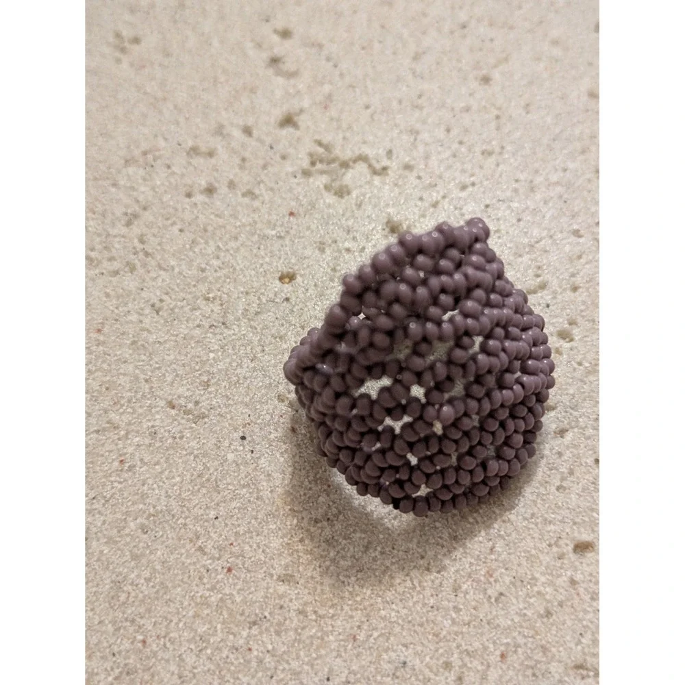 Purple Seed Bead Ring Size 9 Handmade Artsy Artisan Hippie Gypsy